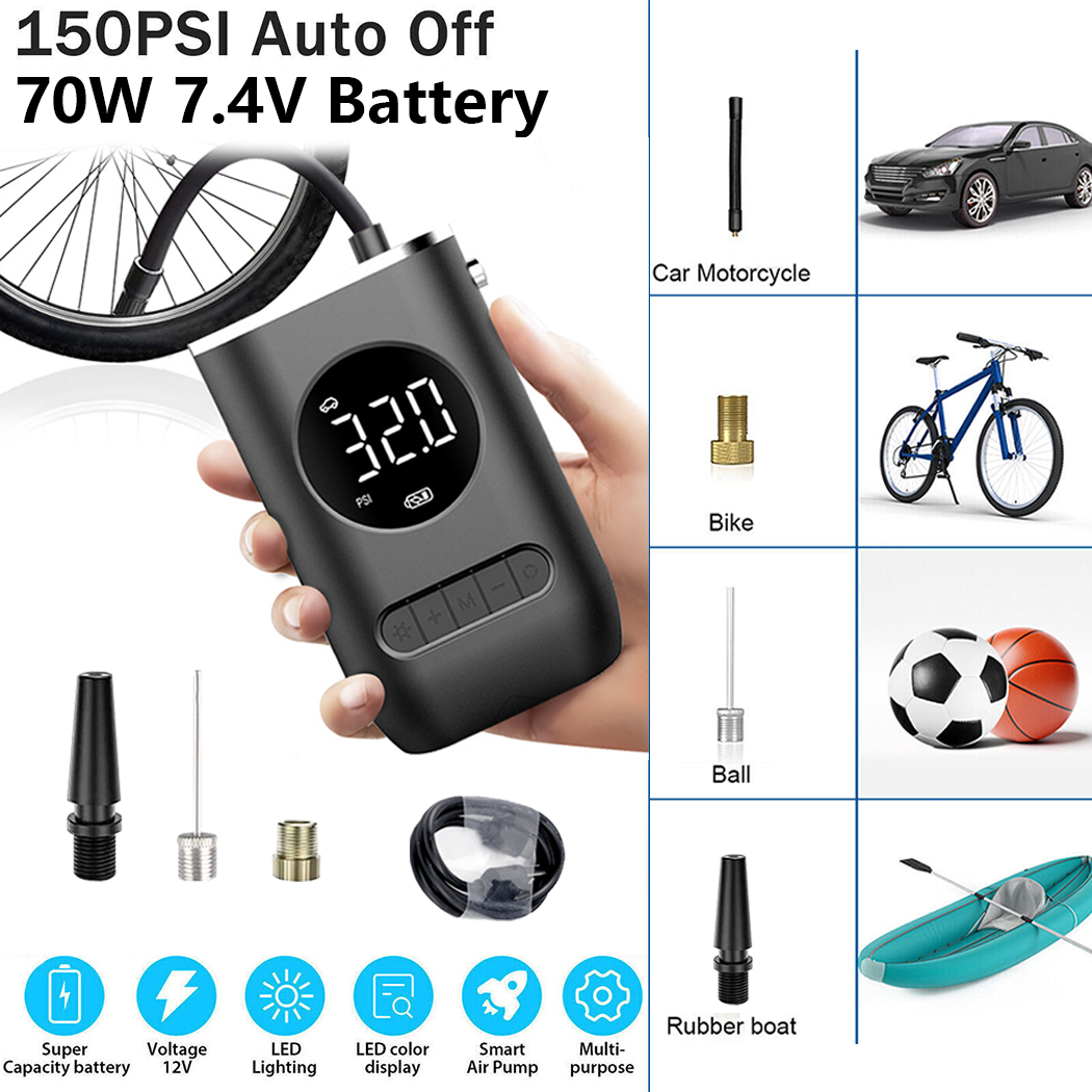 Portable Cordless Car Tyre Inflator – USB Rechargeable Electric Air Pump