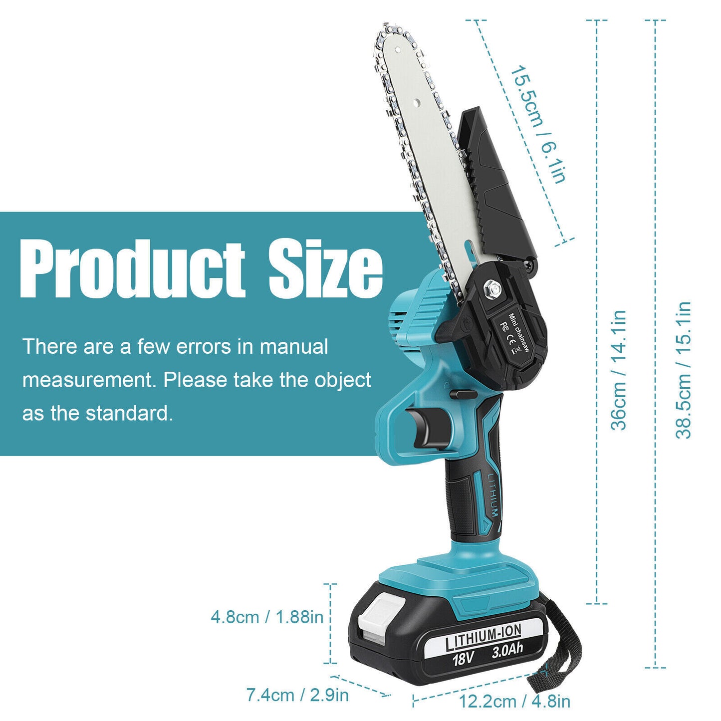 6” Mini Cordless Electric Chainsaw – Rechargeable Wood Cutter with 2x Batteries