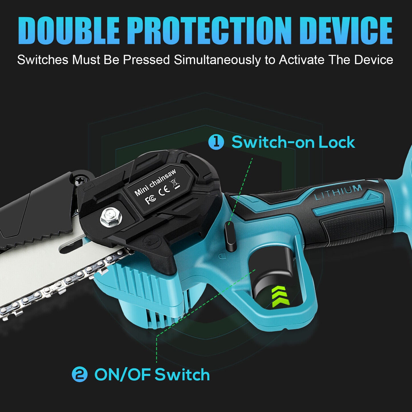 6” Mini Cordless Electric Chainsaw – Rechargeable Wood Cutter with 2x Batteries
