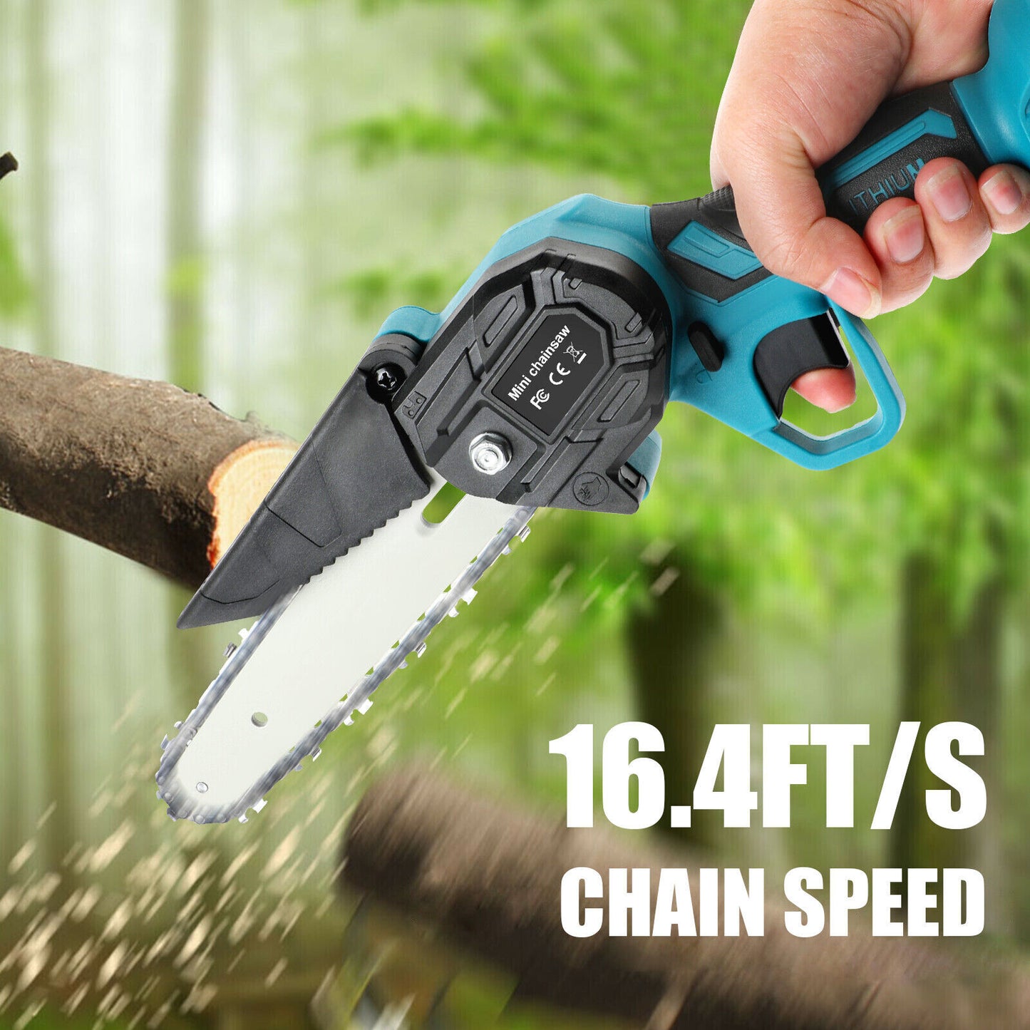 6” Mini Cordless Electric Chainsaw – Rechargeable Wood Cutter with 2x Batteries