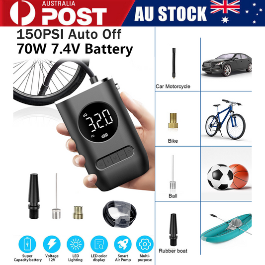 Portable Cordless Car Tyre Inflator – USB Rechargeable Electric Air Pump