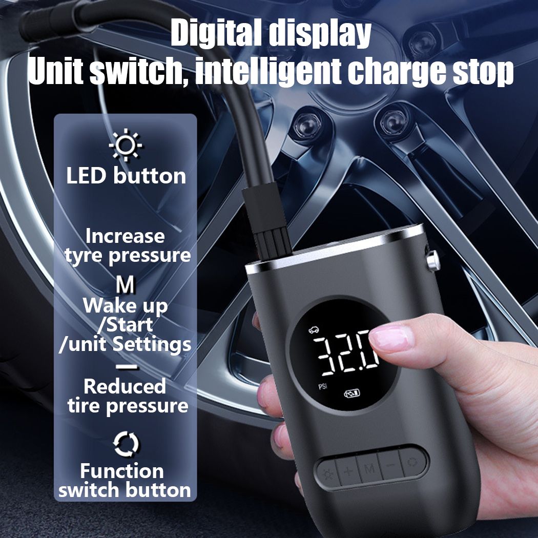 Portable Cordless Car Tyre Inflator – USB Rechargeable Electric Air Pump