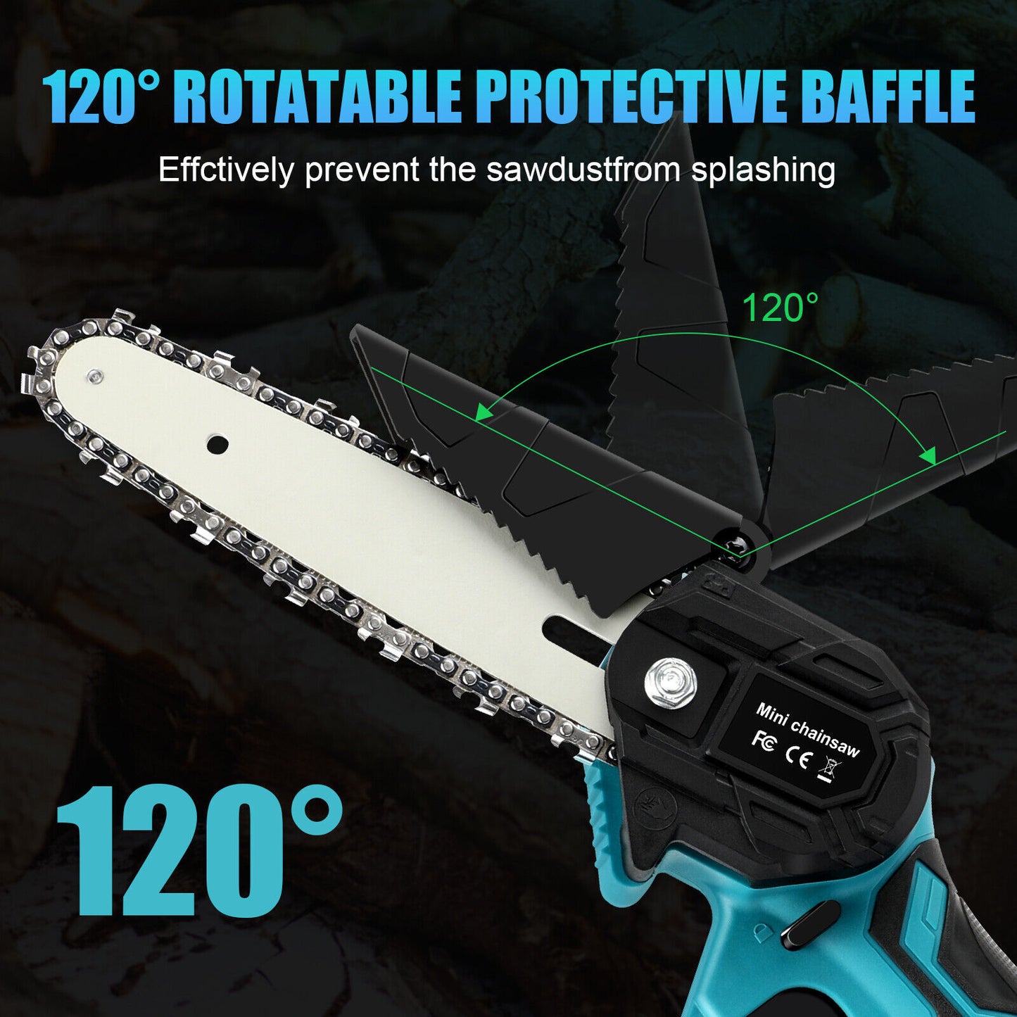 6” Mini Cordless Electric Chainsaw – Rechargeable Wood Cutter with 2x Batteries