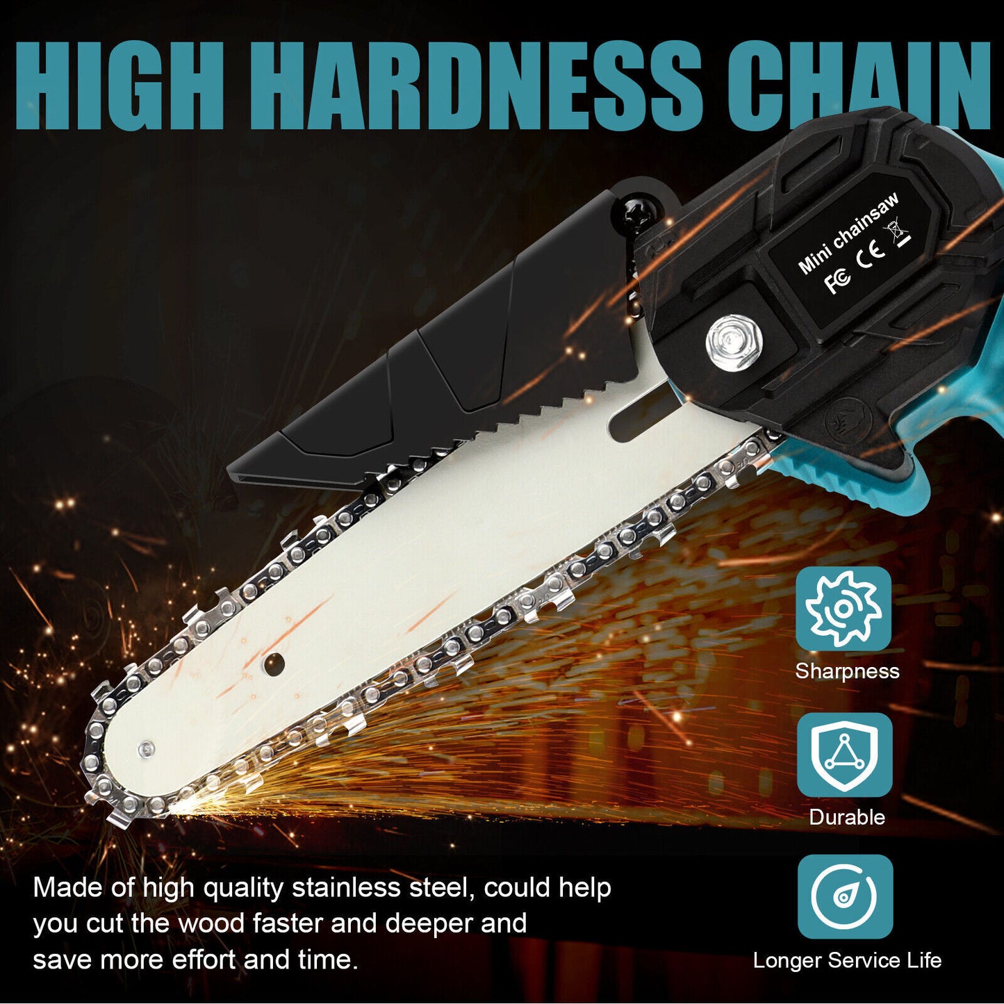 6” Mini Cordless Electric Chainsaw – Rechargeable Wood Cutter with 2x Batteries