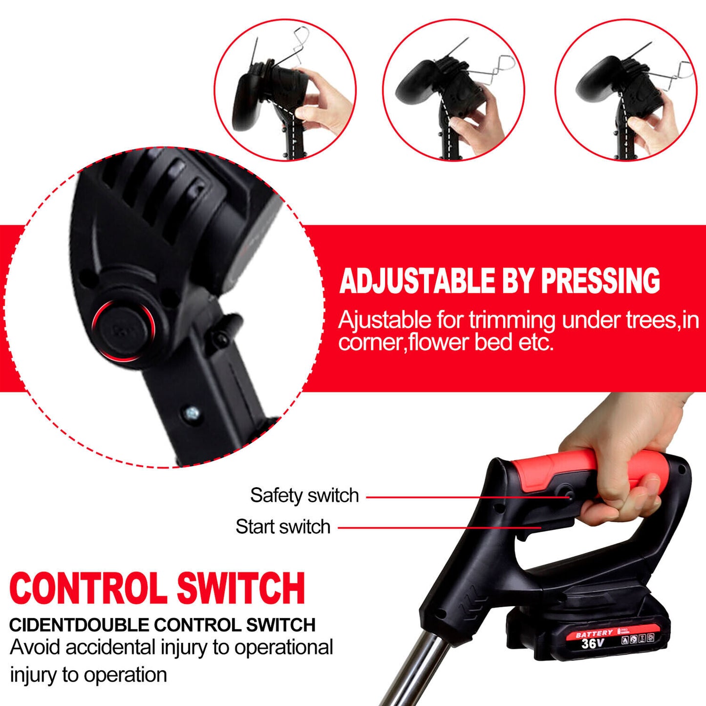 Cordless Electric Grass Trimmer & Whipper Snipper – 2x Batteries Included | 36V Rechargeable Cutter